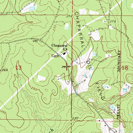 Topographic Map of Chapparrell (historical), MS