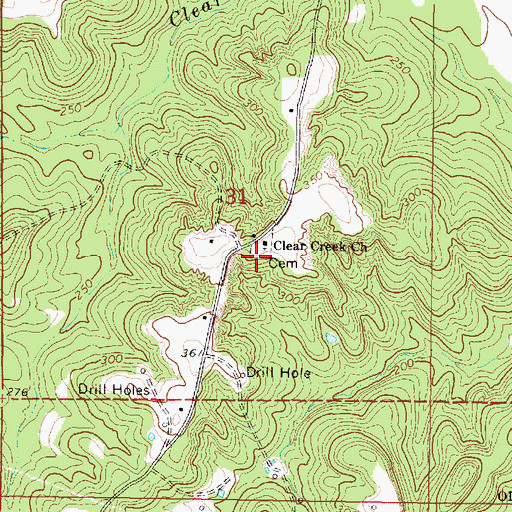 Topographic Map of Clear Creek Cemetery, MS