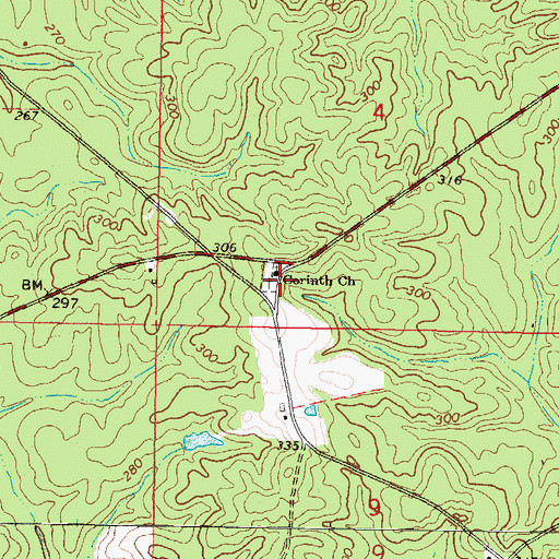 Topographic Map of Corinth Cemetery, MS