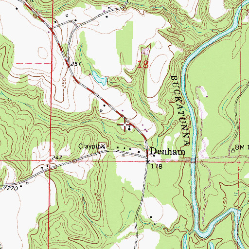 Topographic Map of Denham School (historical), MS