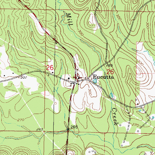 Topographic Map of Eucutta Methodist Church, MS