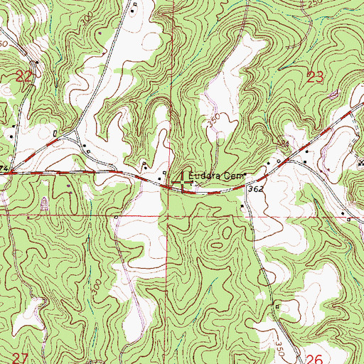 Topographic Map of Fedora Methodist Church (historical), MS
