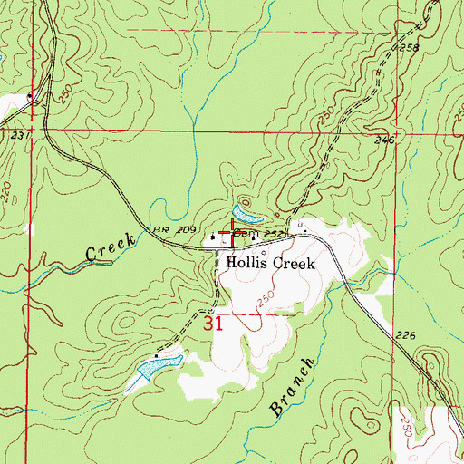 Topographic Map of Hollis Creek Cemetery, MS