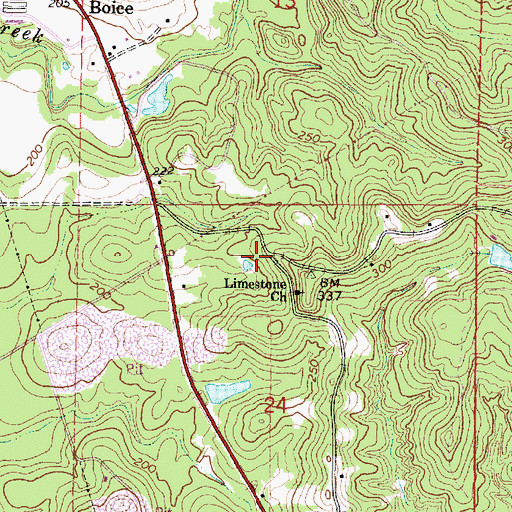 Topographic Map of Limestone (historical), MS