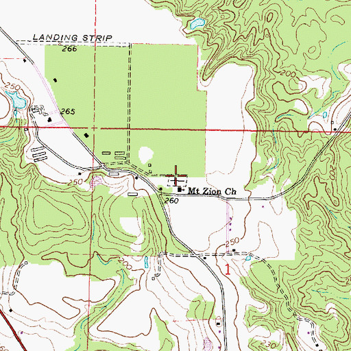 Topographic Map of Mount Zion Cemetery, MS