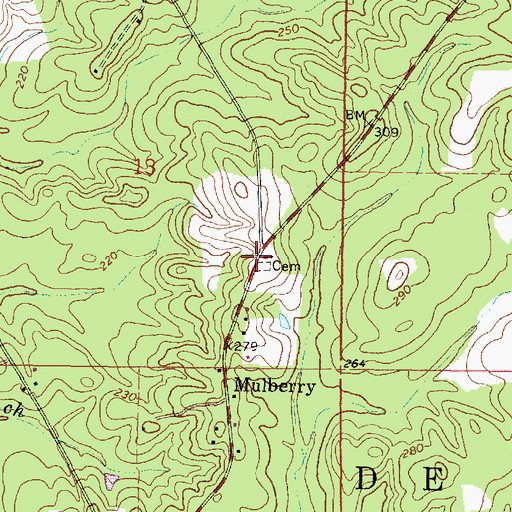 Topographic Map of Mulberry Cemetery, MS