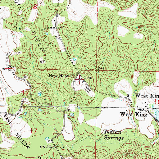 Topographic Map of New Hope Cemetery, MS