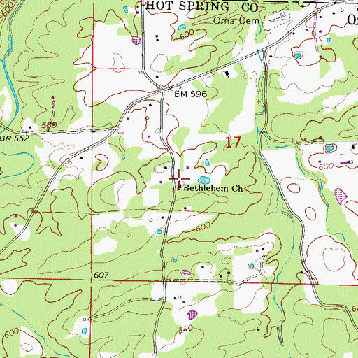 Topographic Map of Bethlehem Church, AR