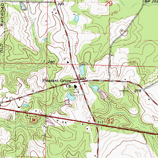 Topographic Map of Pleasant Grove, MS