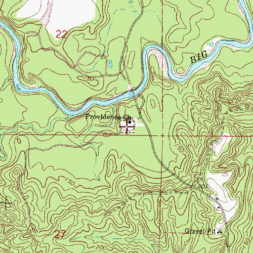 Topographic Map of Providence Cemetery, MS