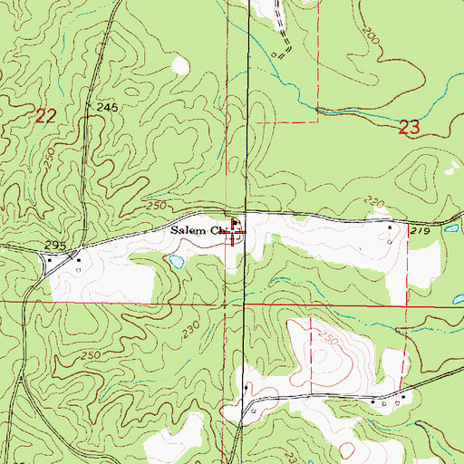 Topographic Map of Salem Cemetery, MS