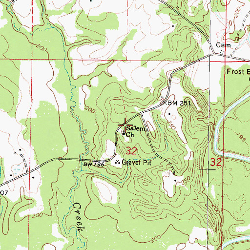 Topographic Map of Salem Cemetery, MS
