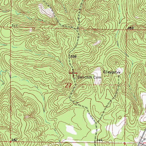 Topographic Map of Sand Hill Church (historical), MS