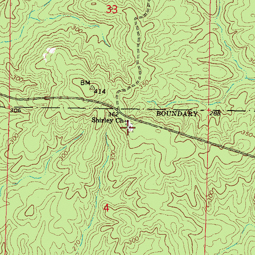 Topographic Map of Shirley Place Cemetery, MS