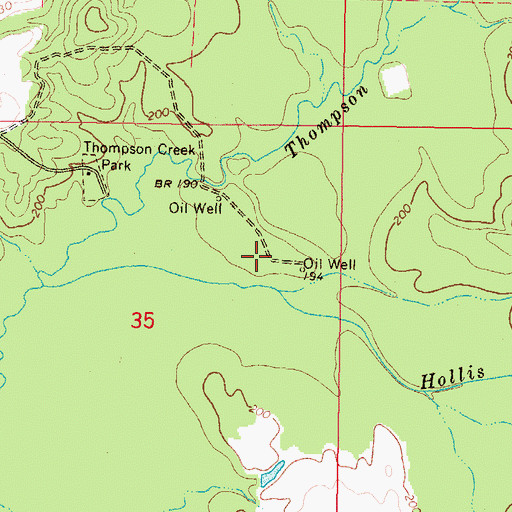Topographic Map of South Thompson Creek Oil Field, MS