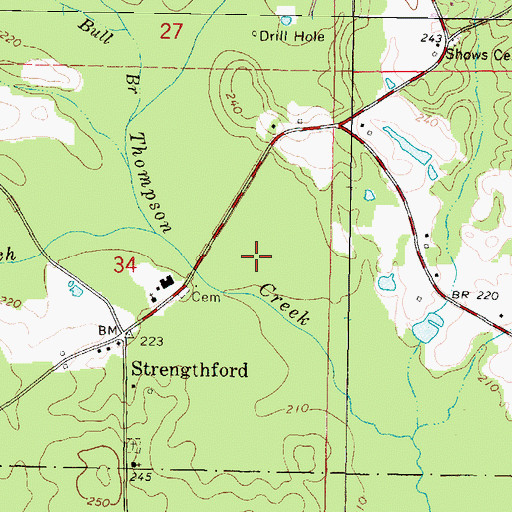 Topographic Map of Strength Ford, MS