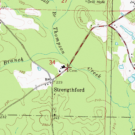 Topographic Map of Strengthford Cemetery, MS