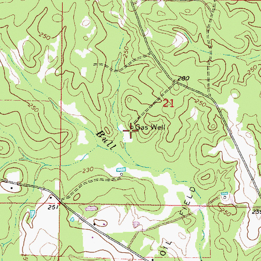 Topographic Map of Wausau Oil Field, MS