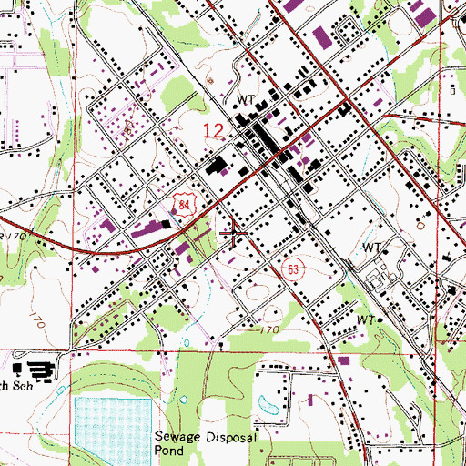 Topographic Map of Waynesboro First United Methodist Church, MS