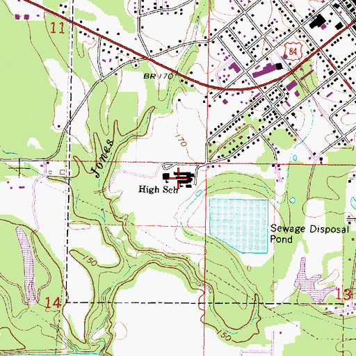 Topographic Map of Waynesboro Junior High School, MS