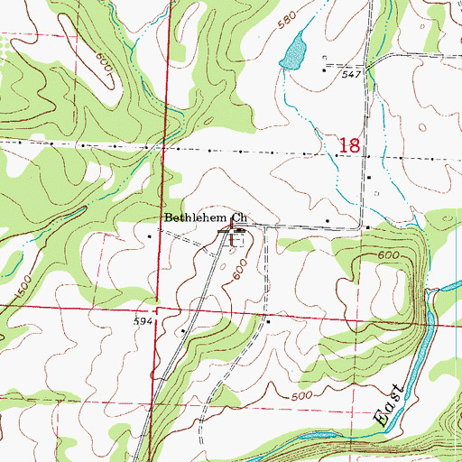 Topographic Map of Bethlehem Church, AR