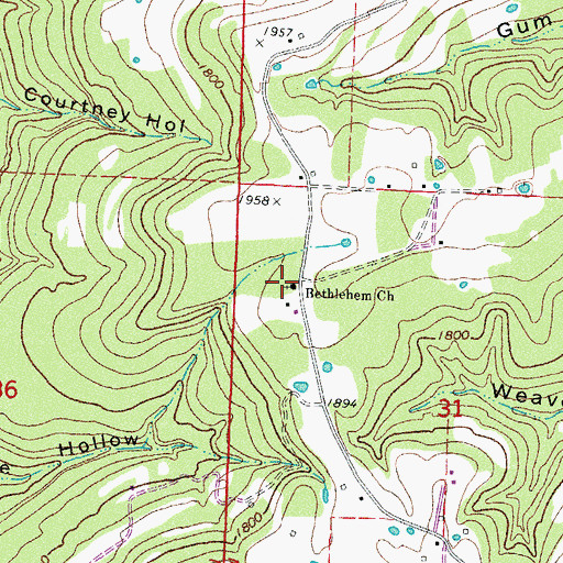 Topographic Map of Bethlehem Church, AR