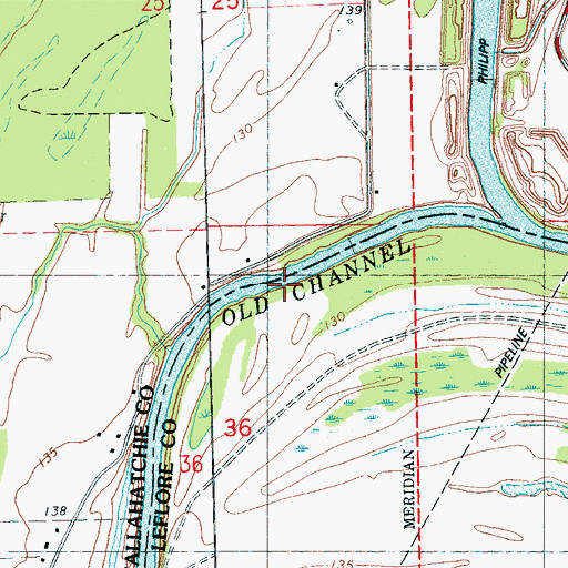 Topographic Map of Archula Landing (historical), MS
