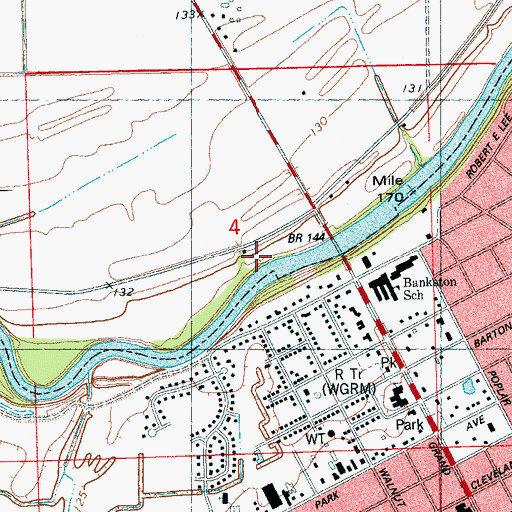 Topographic Map of Ashwood Landing (historical), MS