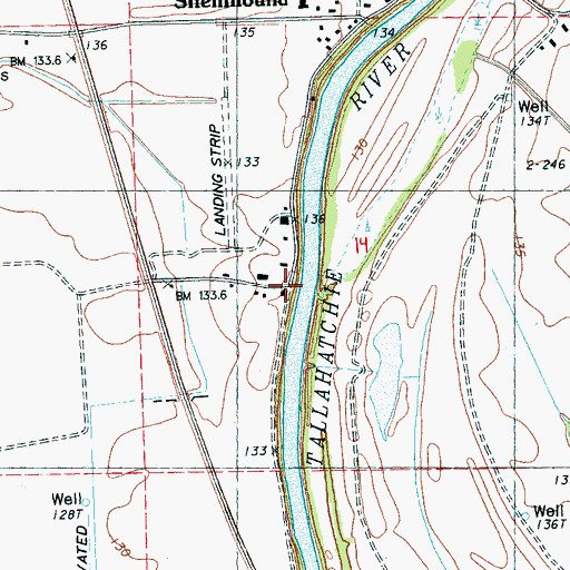 Topographic Map of Barrys Landing (historical), MS