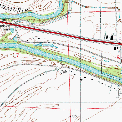 Topographic Map of Bluff Springs Landing (historical), MS