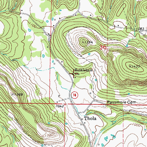 Topographic Map of Bethlehem Church, AR