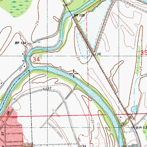 Topographic Map of Bushahatchie Landing (historical), MS