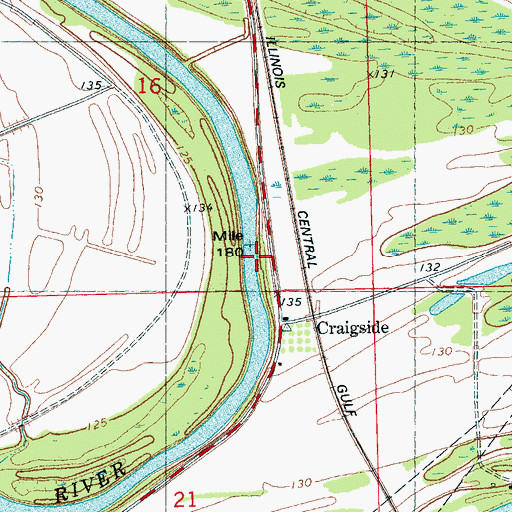 Topographic Map of Craigs Store Landing (historical), MS