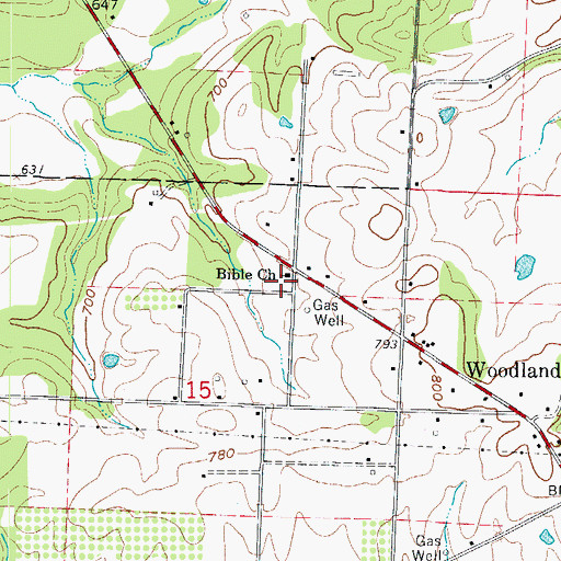 Topographic Map of Bible Church, AR