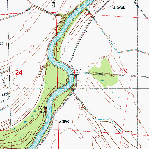 Topographic Map of Glen Burr Landing (historical), MS