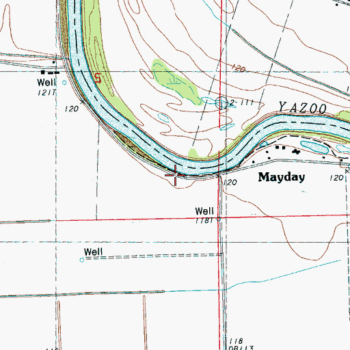 Topographic Map of Hazel Dell Landing (historical), MS