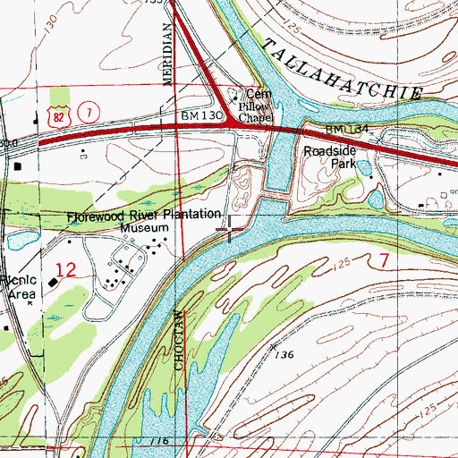 Topographic Map of Jim Youngs Landing (historical), MS