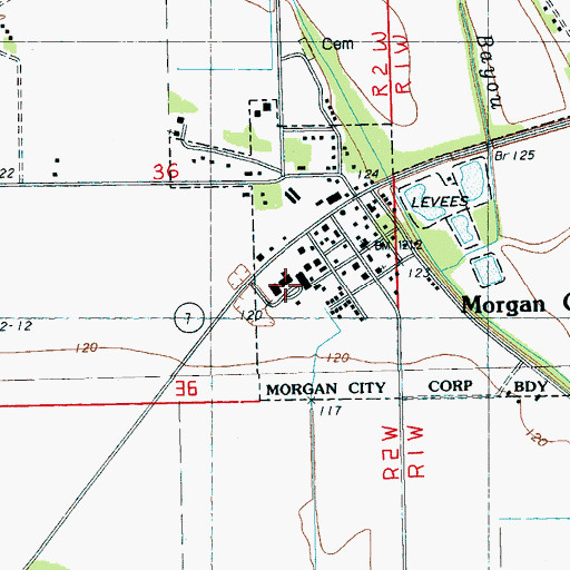 Topographic Map of L S Rogers Elementary School, MS