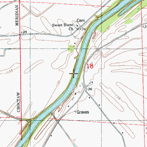 Topographic Map of Mark Loves Landing (historical), MS