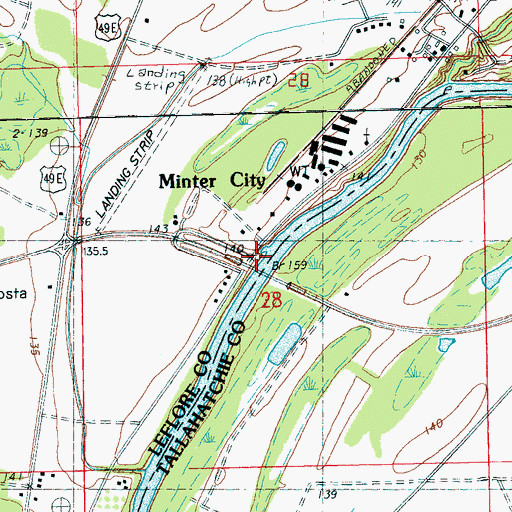 Topographic Map of Minter City Landing (historical), MS