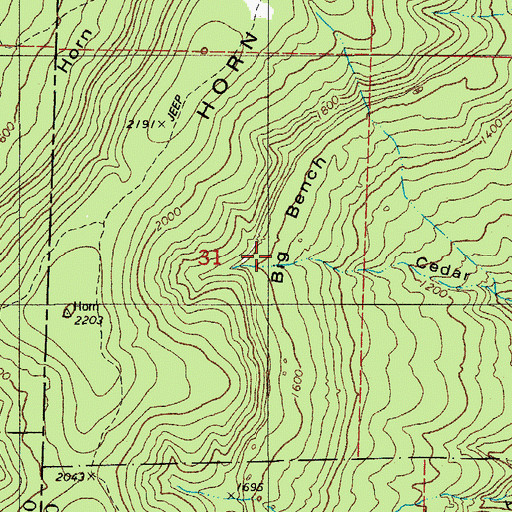 Topographic Map of Big Bench, AR