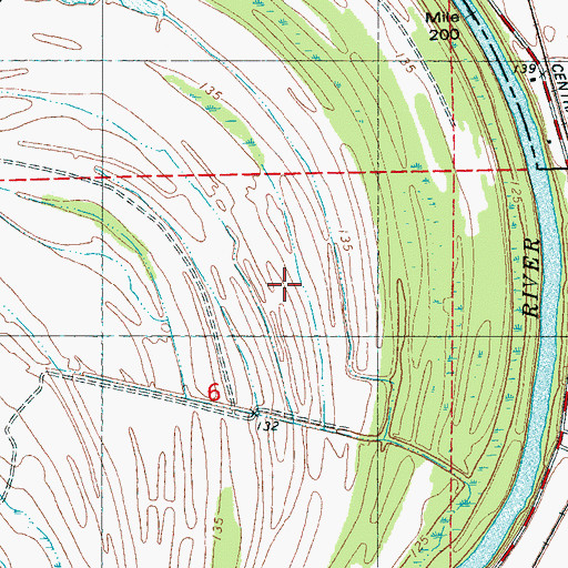 Topographic Map of Omega Landing (historical), MS