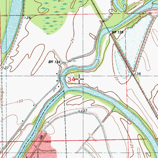 Topographic Map of Point Leflore (historical), MS