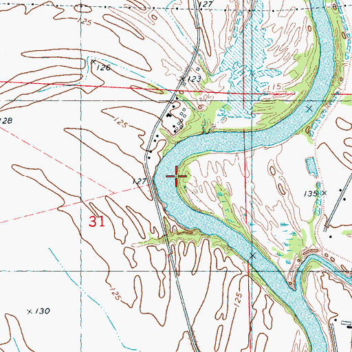 Topographic Map of Rose Bower Landing (historical), MS