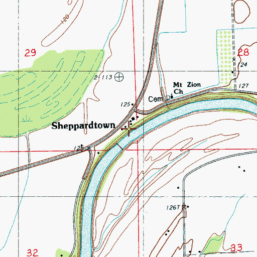 Topographic Map of Shell Bluff Landing (historical), MS