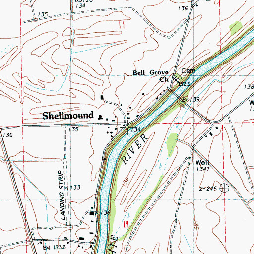 Topographic Map of Shell Mound Landing (historical), MS