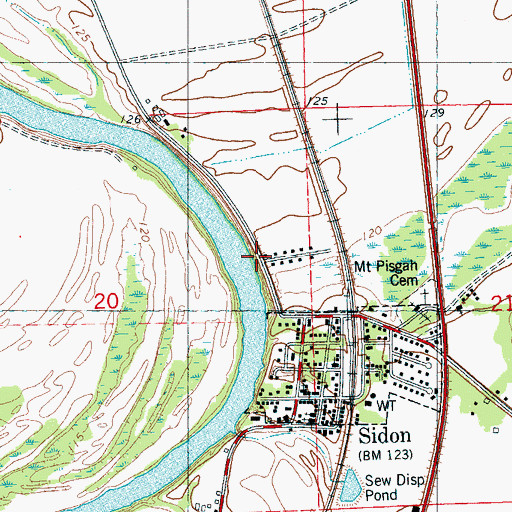 Topographic Map of Sidon Landing Number One (historical), MS