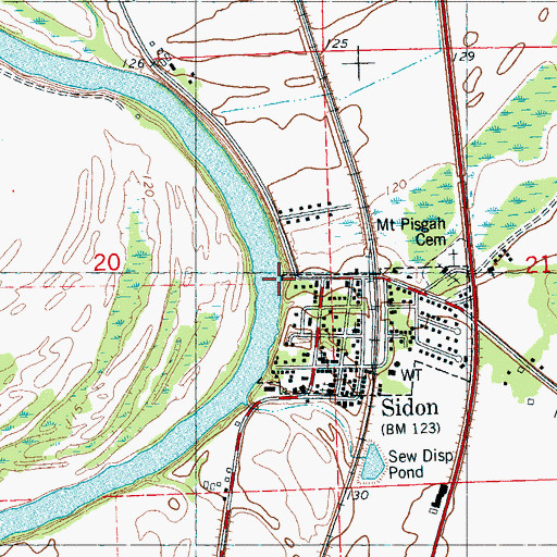 Topographic Map of Sidon Landing Number Two (historical), MS