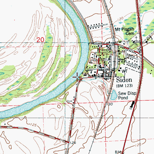 Topographic Map of Sidon Landing Number Three (historical), MS