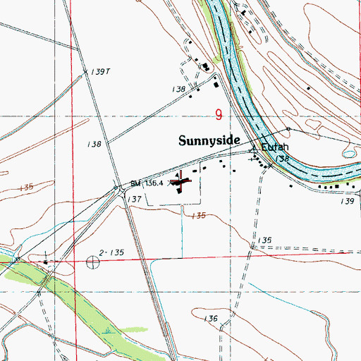 Topographic Map of Sunnyside Elementary School, MS